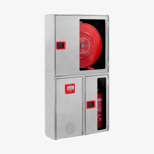 Вертикальный модульный комплект PULEX V3 (3 модуля) с пожарным краном CR3X Ø25: корпус белый, дверцы из нержавеющей стали со стеклом | Cofem (Испания)