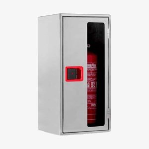 Dulap pentru stingător cu pulbere, ușă din inox cu vizor, 300 × 610 × 245 mm | Cofem (Spania)