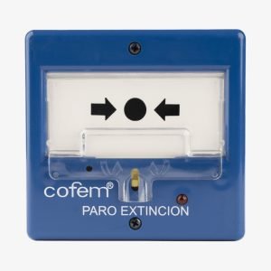 Buton manual simplificat de oprire a stingerii PUC-PR (albastru), rearmabil, pentru CLVR02EXT | Cofem (Spania)