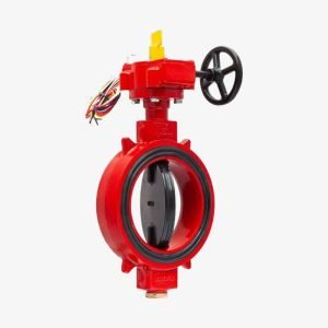Robinet fluture Ø50 cu capete canelate (groove) cu reductor și indicator, pentru instalații sprinkler (FVRM050) | Cofem (Spania)